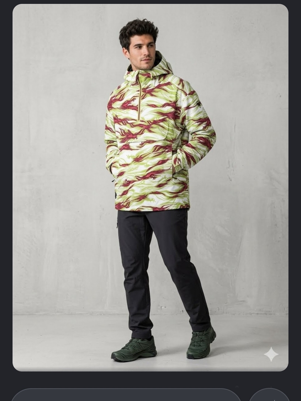 Rossignol White Performance Jacket with Lime Green and Burgundy Print - Picture 12 of 12